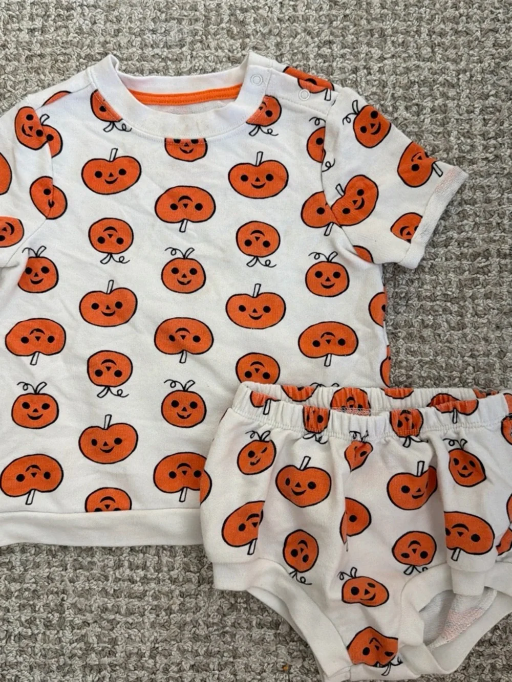 Cat & Jack White & Orange Pumpkin Matching Kids Set